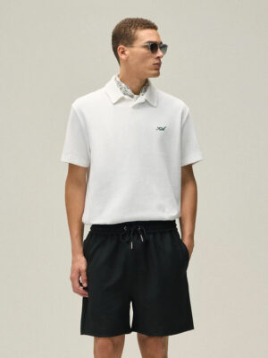 Men's Waffle Knit Johnny Collar Polo Shirt