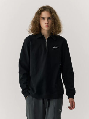 Men's American Vintage Half-Zip Polo Shirt