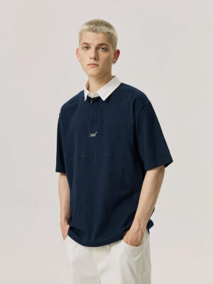 Men's Color-Block Rugby Polo Shirt